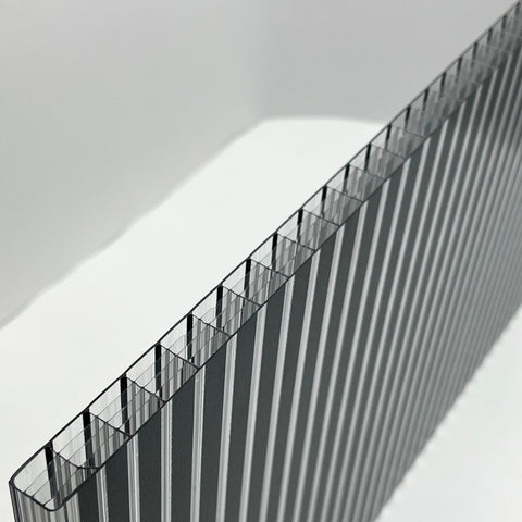 Rodeca Polycarbonat Doppelstegplatten DecoStripe 16mm klar/anthrazit